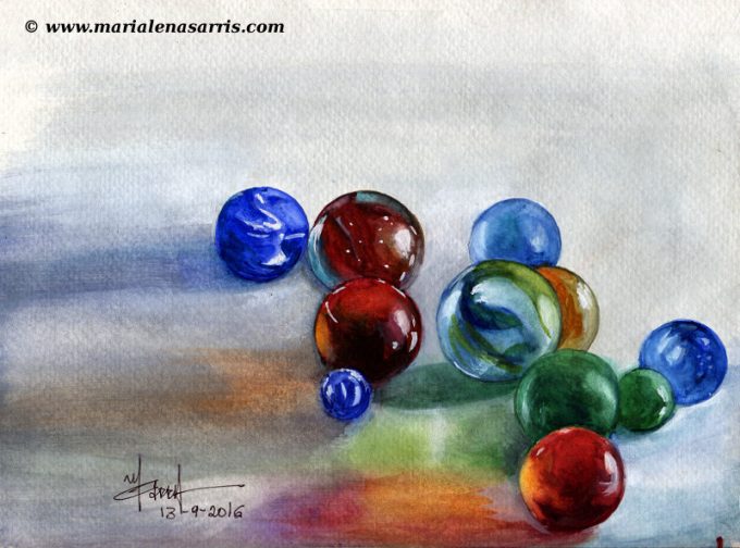 marbles-watercolour-study-artist-marialena-sarris-13-9-2016