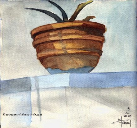 A pot- Watercolour Sketch- Artist Marialena Sarris- © 11-2015