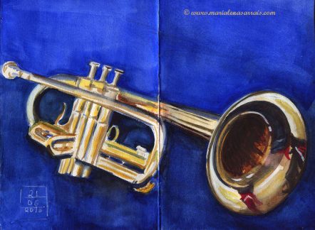 Trompet - Watercolour Sketch0 Artist Marialena Sarris-© 6-2016