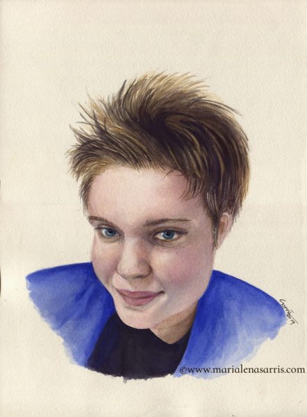 Samantha- Watercolour Portrait Commission- © Artist Marialena Sarris