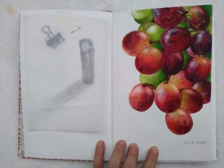 Grapes- Watercolour Grapes Sketch- © Artist Marialena Sarris 2019